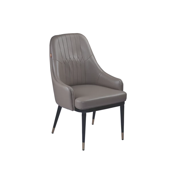 Modern Dining Chair with Armrests - Grey Channel Tufted