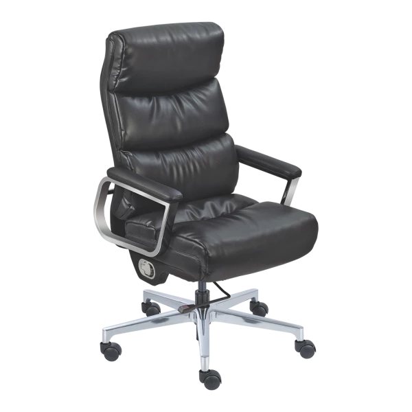 Premium Executive Reclining Office Chair with Footrest - Black Leather