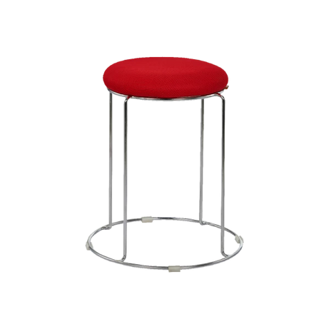 Modern Stackable Stool - Red Cushion with Chrome Circular Base